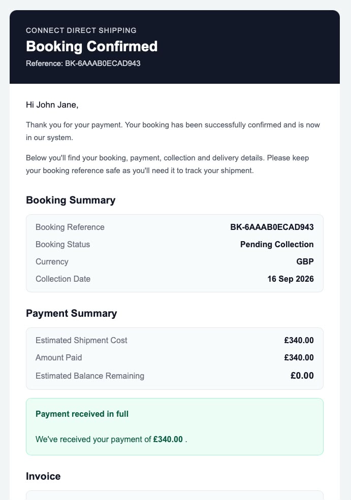 Customer Booking Screen